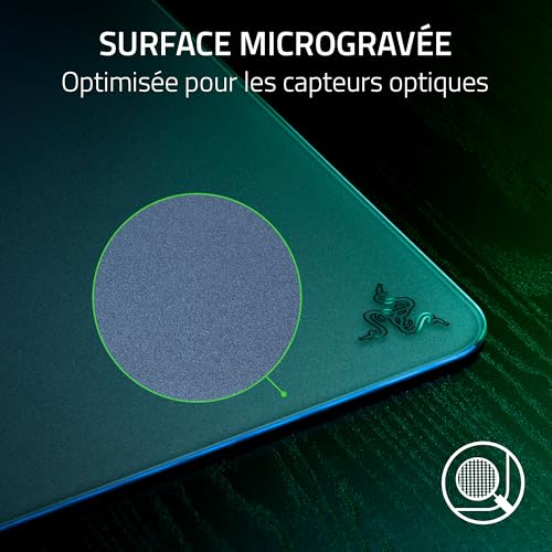 Razer Atlas - Tapis de Souris en Verre (Verre trempé de Qualité Supérieure, Surface Ultra Lisse & Micro-découpée, Résistant à la Saleté et aux Rayures, Mouvements Silencieux, Base Antidérapante) Noir