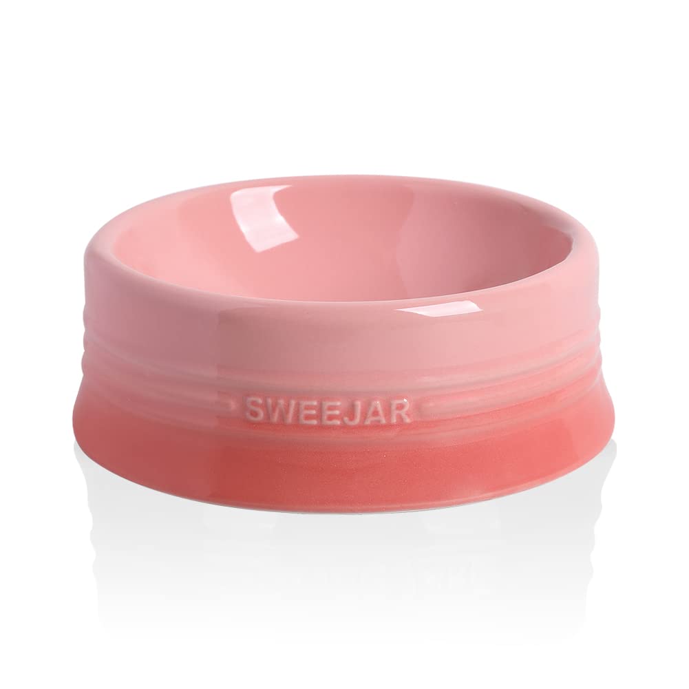 Sweejar Ceramic Dog Bowl, 32 oz, Gradient Pink, Porcelain Pet Dish for Food and Water, Non Skidding, Easy to Clean, Durable, Dishwasher Safe, Minimalist Design