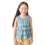[ever closet] エバークローゼット タンクトップ キッズ 子供 女の子 ガールズ フリル付きカットソー 綿 ノースリーブ 春服 夏服 通園 通学 子供服 キッズ服 90 ブルーグリーン