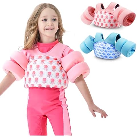COVACURE Toddler Swim Vest - Swim Float for Girls and Boys 22-66lbs, Toddler Floaties for Child Learn Swiming Training, Infant Safety Swim Aid Jacket for 2-8 Years Old (Pink) Cover