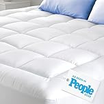Cloud-Like Queen Mattress Topper - 100% Cotton Top Mattress Pad for Back Pain Relief - Breathable & Naturally Cooling for Hot Sleepers - Machine Washable