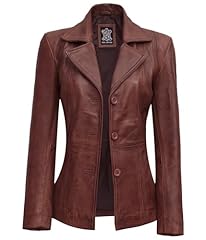 Bitonto - Brown Leather Blazer Jacket Women