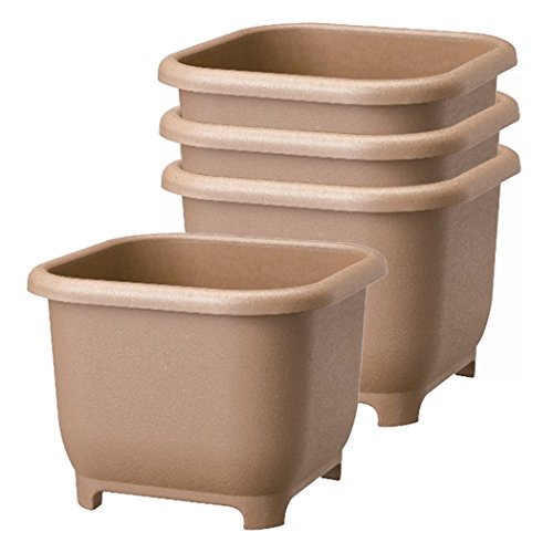 大和プラスチック eco&eco ウインプランター 角32型 320×320×H245mm エコブラウン 4個セット（Amazon）