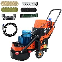 Concrete Floor Grinder Ground Polishing Machine Hand-Push Cement Ground Grinder Floor Sander 16.1inch Grinding Width Dust-free Polishing Machine with 6 Grinding Discs, 220V 4KW