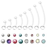 RoyalChic Piercing para el ombligo, bolas de repuesto, plástico, rosca de 1,6 mm, varilla larga 10/12/14/16/25/32/35/38 mm Op Bioflex Banana Piercing Bola de repuesto para el ombligo