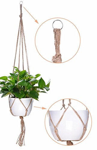 Dodxiaobeul Macrame Plant Hanger, Double Plant Hanger Indoor Outdoor Hanging Planter,Hanging Plant Holder-Handmade Cotton Rope 4 Legs 2 Tier 49”3 Tier 68”(Supports 5 Flower Pots) 2 Pack #TOP2