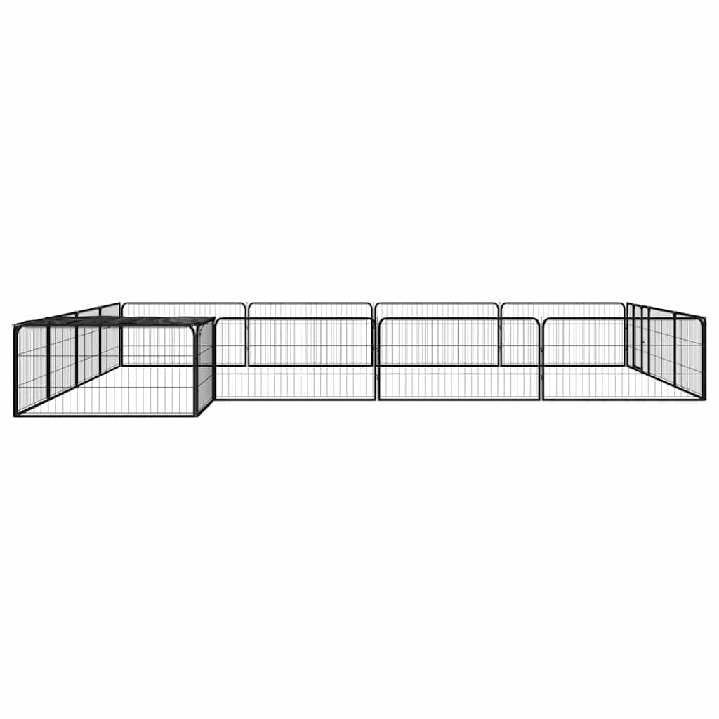 Box per cani in acciaio verniciato a polvere, 16 pezzi, 100 x 50 cm, pannelli con tetto, chiavistello di sicurezza, resistente alle intemperie, per giardino, campeggio, interni e cuccioli