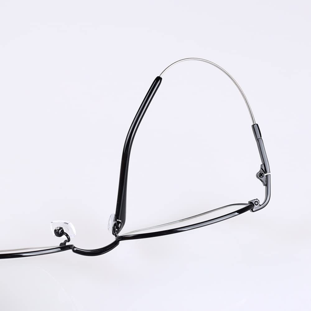 FREAZE 1.5 1.75 Metallrahmen Brille Unisex Groß Rahmen Lesebrille Mode Computer Brille Augenschutz Lesehilfe Brille Anti-Augenbelastung (Color : Black, Size : 2.0X)