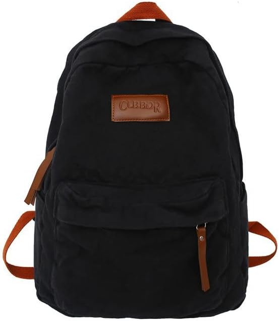 Vintage Aesthetic Backpack Large Capacity Casual Canvas Daypack Travel Book Bags Laptop Bag Korean College Backpack (Black,One Size)