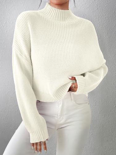 Image of Libsorge Womens Cute Lightweight Turtleneck Ultra Cropped Sweaters Spring 2025 Ribbed Knit Crop Thin Pullover Sweater