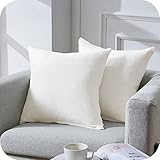 Topfinel Funda Cojin 45x45 para Decoracion Hogar Sofa Cama Fundas de Cojines Exterior sillas Jardin de Chenilla Algodón Lino Decorativas Moderna Blanco 2 Piezas