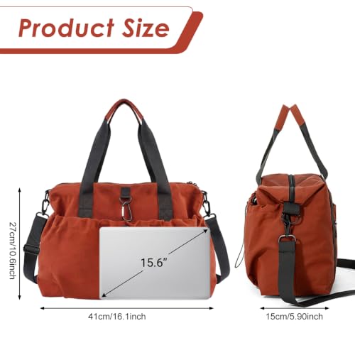 Image of PALAY Travel Bag Brown Oxford Cloth Gym Bags Drawstring Design Tote Bag with Removable Strap Waterproof Large Capacity Duffel Bags for Sports, Swimming, Work, Weekend and Overnight Use