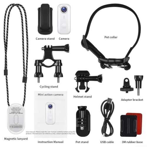 Cámara portátil de acción para el pulgar 2K para mascotas, viajes al aire libre aventuras D100 de gama alta 1080P, dispositivo de bolsillo magnético para grabadora de ciclismo, cámara de pulgar para - imagen 4