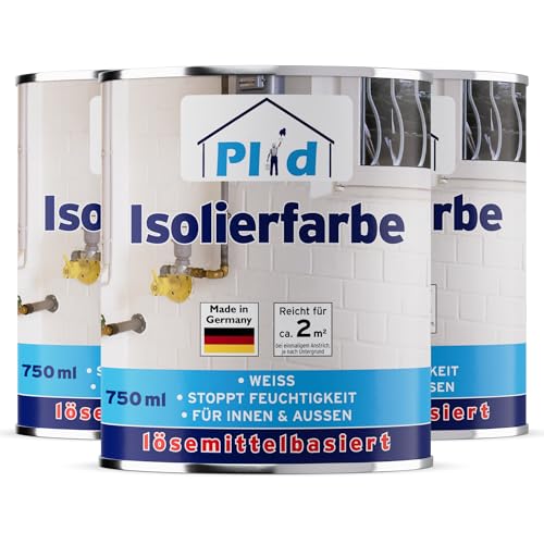 Plid® Isolierfarbe weiss [Anti Schimmel] - Sperrgrund - Nikotinsperre - isoliert Wasser-, Ruß-, & Nâ€¦ – Miniatur