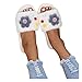Briskorry Hausschuhe Damen Pantoletten Plüsch Plüschblumen Baumwoll Hausschuhe Pantoffeln Fluffy Plüsch Schlappen Indoor/Outdoor Anti-Rutsch Home Flache Slippers Peep Toe Haushaltsschuhe