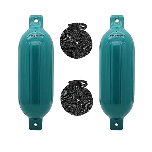 Image of Extreme Max Standard 3006.7593 BoatTector Inflatable Fender Value 2-Pack-6.5 inch x 22 inch, Teal