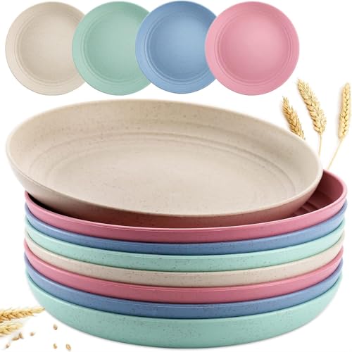 Nicunom 16 Pack Lightweight Wheat Straw Plates, 8" Unbreakable Dinner Plates, Dishwasher Microwave Safe Plates Dishes, Reusable Plate for Fruit Snack Container by Nicunom - Image 4