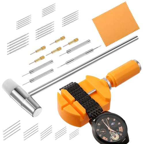 Gtziqa 52 Stück Uhrenarmband Werkzeug Set, Uhrenwerkzeug Armband Stiftausdrücker Uhrmacherwerkzeug Set mit Uhrenregulatoren Uhrenstifte Hämmer Federstegwerkzeug für Uhrenreparatur, Armbandanpassung