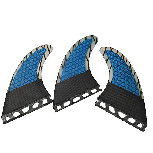UPSURF Surfboard Fins Future G3/G5/G7 Carbon Fiberglass+Honeycomb Tri Fins S/M/L Size (D-Azul G7)