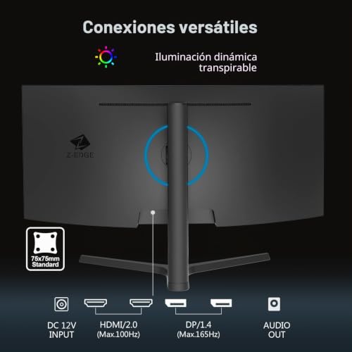 Z-Edge Monitor Gaming Curvo 34 Pulgadas UWQHD 21:9 165Hz 1500R 1ms VA Pip 6