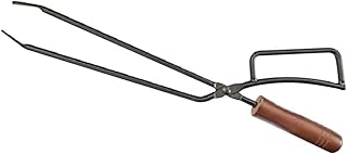 Heavy Duty Cast Iron Fire Place Log Tongs Fireplace Tongs High Temperature Resistance Fire Tongs Carbon Clamps for Barbecue for Outdoor Stove Long Logs Tweezers Firewood Tongs Campfire Tongs
