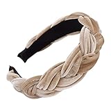 MIRRAY ZFSA Braided hair hoop in beige velvet, Acrylic
