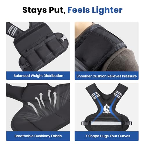 Image of LIONSCOOL Adjustable Weighted Vest for Men and Women | 4-10 /11-20 /20-32lbs, Body Weight Vest, Ironsand, Reflective Stripes, Weight Loss Walking Running Cardio Strength Training