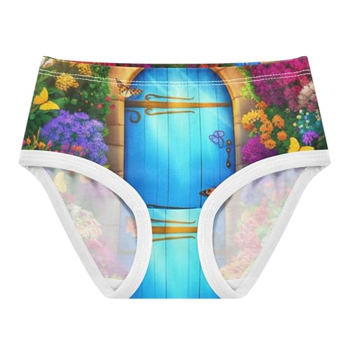 Cotton Toddler Underwear Floral Vibrant Blue Door Colorful Flowers Cute Panties Girl Durable Underpants Briefs 2t
