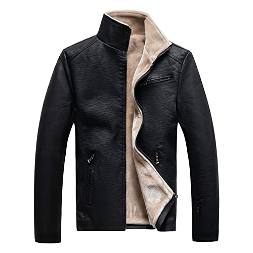 Chaqueta de cuero sintético gruesa para hombre miniatura 1