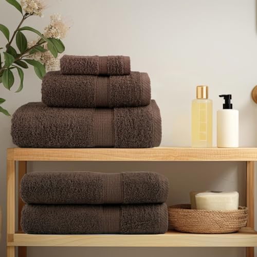 UJCHVHN Home Garden, Premium-Badetücher, SOLUND 100 x 150 cm, 600 g/m², Braun, 10 Stück – Bild 4