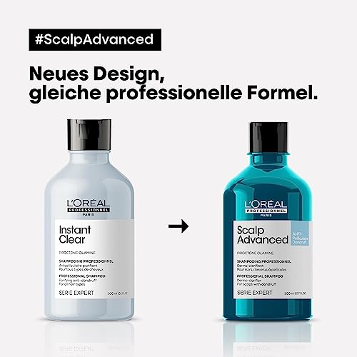 Foto von L'Oréal Professionnel Haarshampoo gegen Schuppen bei trockener & fettiger Kopfhaut, Scalp Advanced, Anti-Dandruff Dermo-Clarifier Shampoo, 300 ml