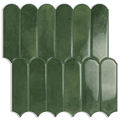Tiwoos Green Peel and Stick Backsplash Tile 12"x12" Kitchen Self-Adhesive Wall Tiles (10-Sheet)