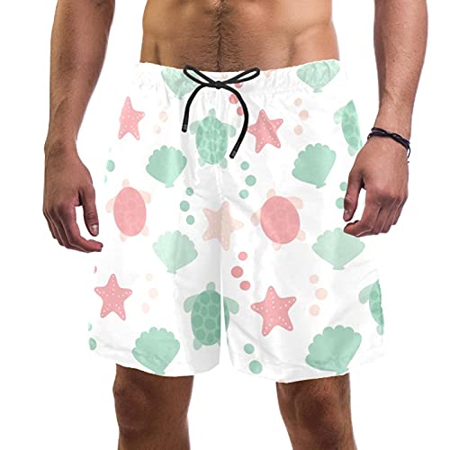 Short de bain homme avec doublure en maille vert L maillot plage tortue étoile de mer coquillage