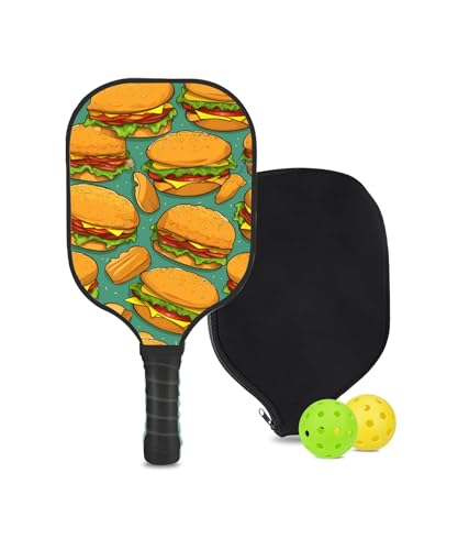 KUAVETO Set Paddle Pickleball in fibra di carbonio, tutto il divertimento fai da te che puoi avere con il modello Burger-BQ15 Custom Made Honeycomb Polymer Core - include 1 pagaia, 2 palline e 1