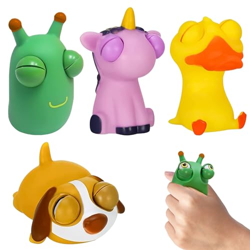 TECHEEL Squeeze Spielzeug 4 Stück Anti Stress Spielzeug Popping Out Eyes Squeeze Toys Stress Squeeze Spielzeug Pinch-Spielzeug Augen Out Stressbälle für Kinder Erwachsene Angst Stressabbau Stressball