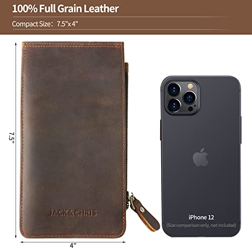 Jack&Chris Leather Multi Card Organizer Wallet Credit Card Holder Thin Wallet With Zipper Pocket,Mbnm026 (Dark Brown) #TOP1