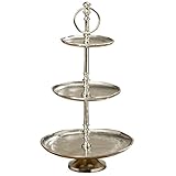 Old World Grand Hotel Cake Stand, 3 Tiers, Decorative, Polished Silver Aluminum, Loose Scallop Rim,...