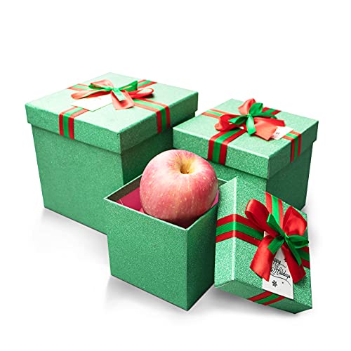 Kqzutr Christmas Gift Box Presents Decoration, 3Pcs Multi-Colours Cardboard Nested Cover For Birthdays Anniversary Wedding Valentine - Large | Medium | Small #TOP5