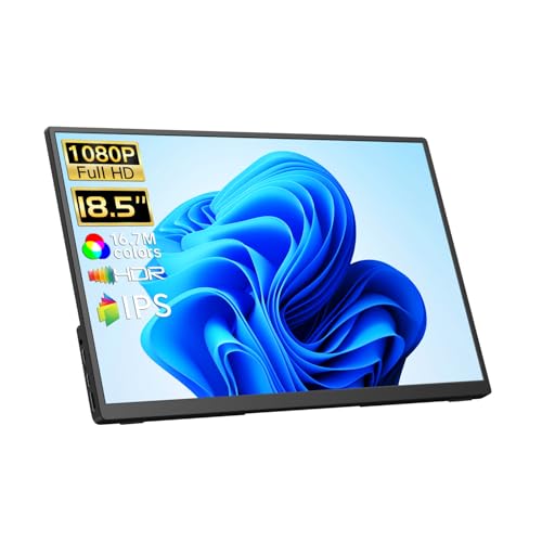 Image of Portable Monitor 18.5 inch 100Hz FHD USB-C HDMI Travel Monitor w /Built-in Kickstand, VESA & Speakers, Eye Care HDR Portable Gaming Monitors
