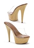 Ellie Shoes Mya 6 Inch Wood Stiletto Platform Slip On Mule Heel (Clear;9)
