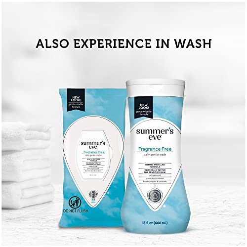 Summer’s Eve Fragrance Free Gentle Daily Feminine Wipes, Removes Odor, Ph Balanced, 32 Count, 4 Pack #TOP4