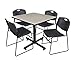 Regency Kobe 42-Inch Square Breakroom Table, Maple, and 4 Zeng Stack Chairs, Black