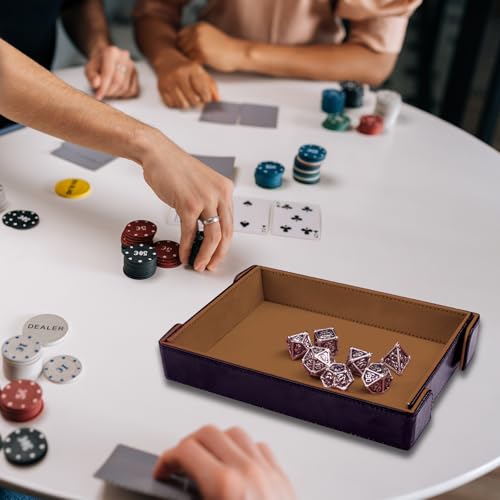 SIQUK 2 Stück Magnetisches Würfeltablett Rechteckiges Würfelbrett Faltbar Würfelbretter Samt Leder Würfelteller für Dungeons and Dragons