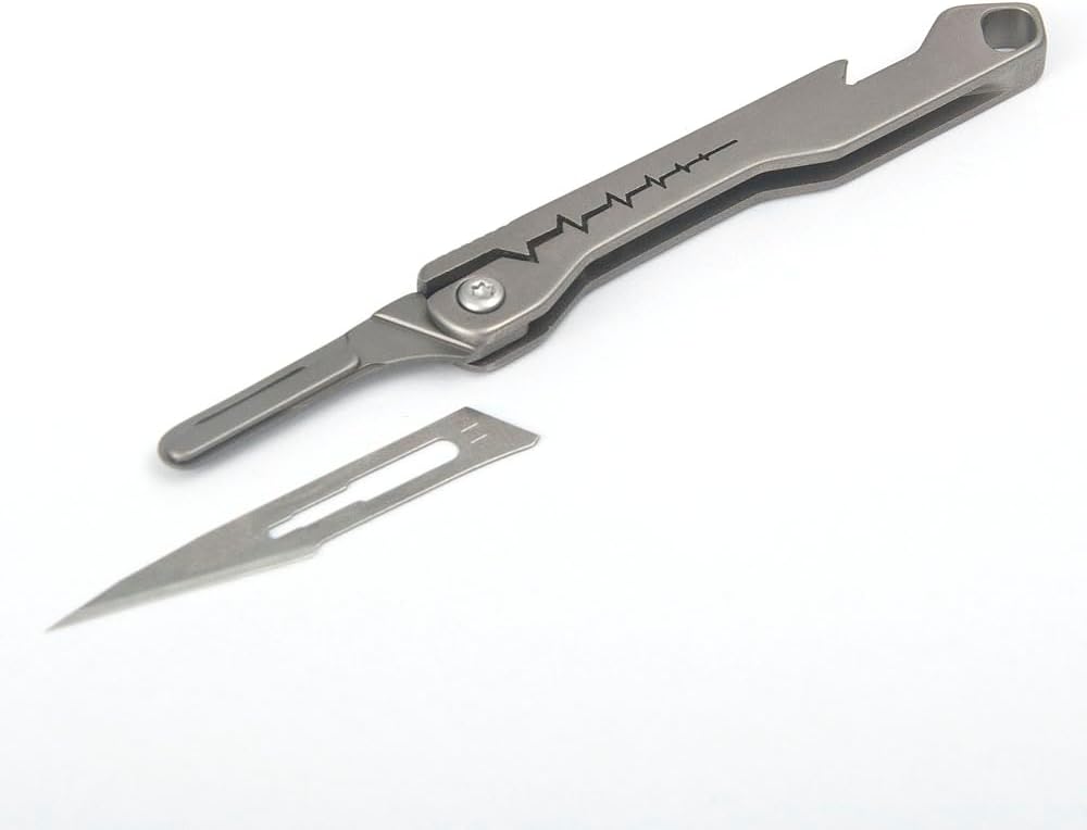 Titanium Utility Knife Pocket Folding Knife for Everyday Use with 10 Quick Change Blades, Ultra Compact and Lightweight