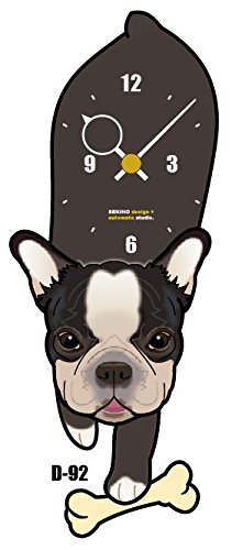 D-92 フレブル白黒（口開き）-犬の振り子時計のサムネイル