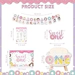 252pcs All-In-One Sweet One Birthday Party Decorations Set Include Sweet One Balloon Arch Tableware Balloon Box High Chair Banner Backdrop, etc. for 1st Birthday Decorations Girl, Serves 20 - Image 3