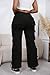Cargo Pants for Women Wide Leg High Elastic Waist Casual Multi Pockets Drawstring Bottom Straight Y2k Trousers Black XXL