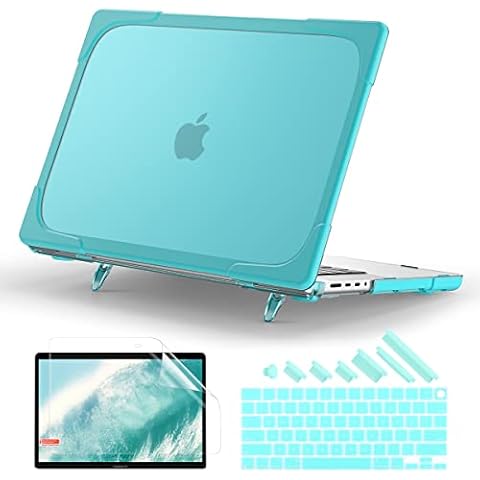 Batianda Compatible with New MacBook Pro 16 inch Case 2024 M4 Chip 2023 2021 Release with M3 M2 Pro Max, Heavy Duty Protective Plastic Hard Shell with Fold Kickstand & Keyboard Cover Protector, Blue Cover