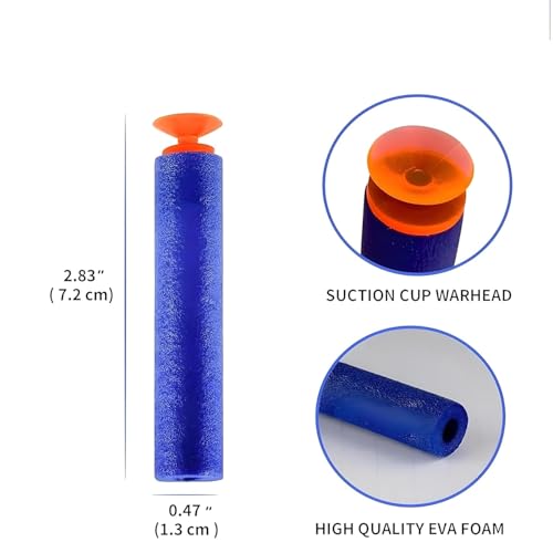 Image of VERAT Hollow Out Soft Foam Refill Darts for N-Strike Elite Series Blasters (Suction-Bullet-Blue, Pack of 150)