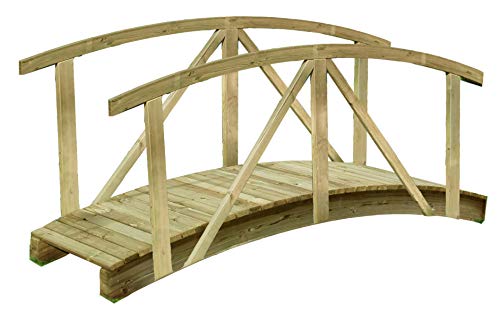 Preisvergleich Produktbild Gartenpirat Teichbrücke gebogen aus Holz mit Geländer